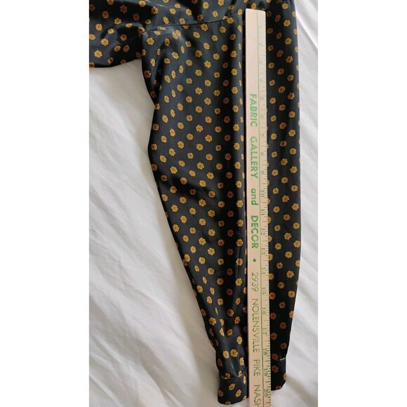 Vtg 80s Leslie Fay Midi Dress Women's Black Brown Paisley Tie Front Secretary 14 - Picture 10 of 15